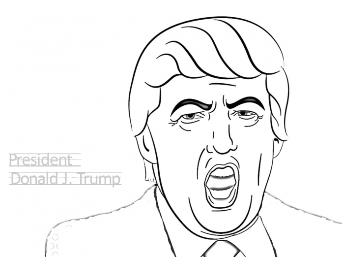 coloring page of President Donald Trump
