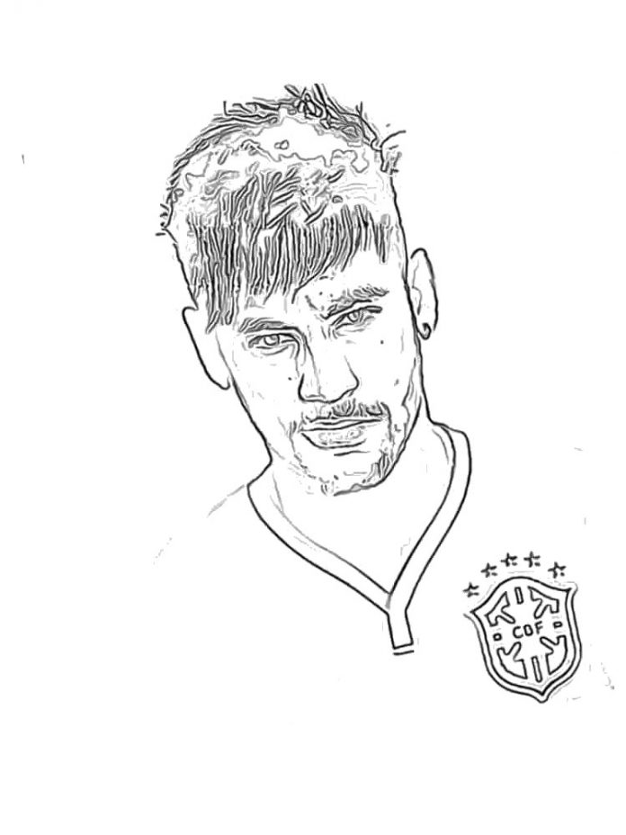 coloring page of handsome soccer player Neymar