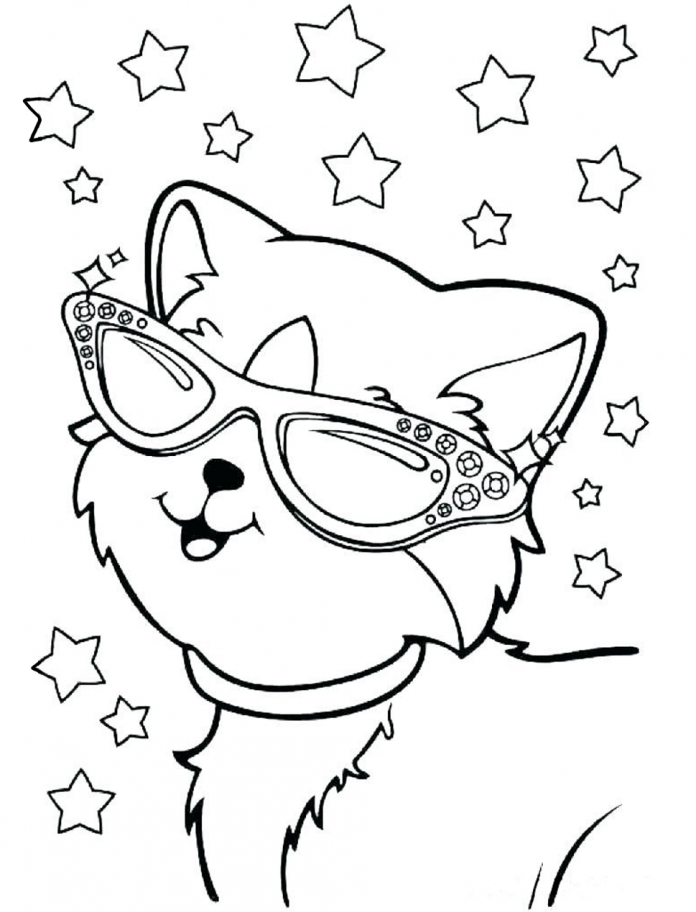 Ausmalbild von Lisa Franks Haustier mit Brille