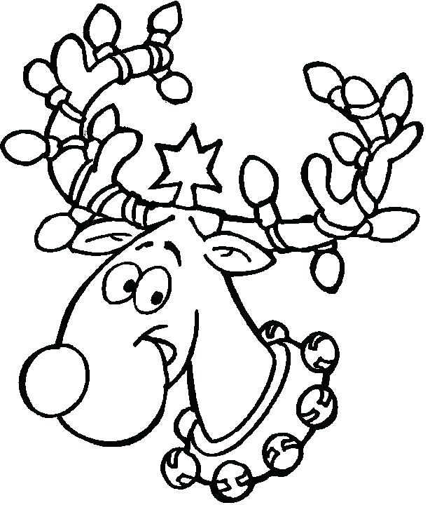 Printable coloring book reindeer owned by Christmas lights