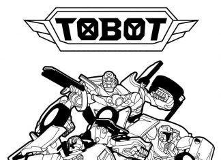 Tobot cartoon robots for kids coloring page