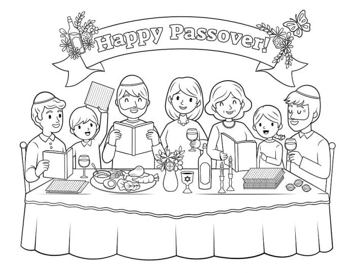 coloring page family celebration