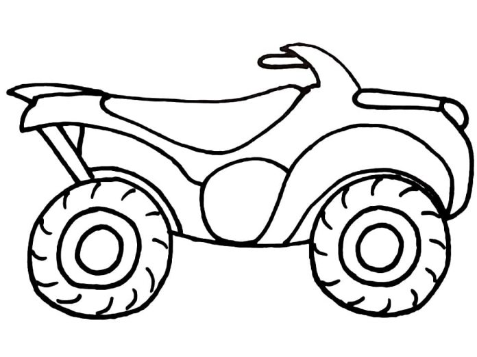 coloring book drawing of a quad