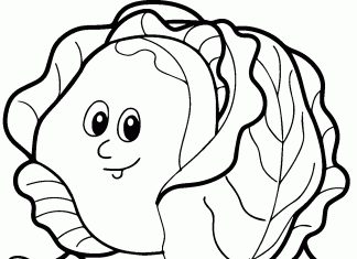 coloring page funny cabbage with hands