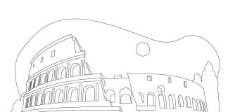 Färgblad av det antika Colosseum