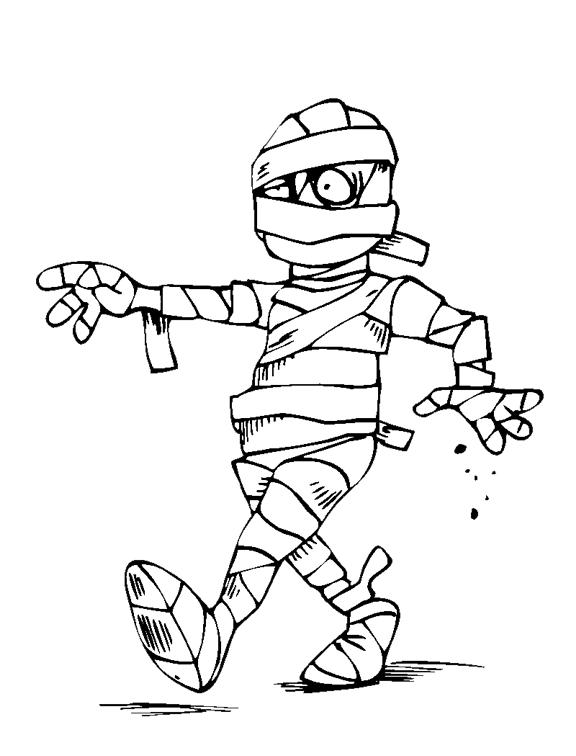 coloring page scary mummy