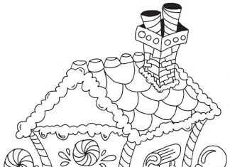Página para colorear de la casa de pan de jengibre de Navidad para imprimir