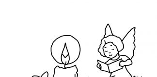 Christmas candle coloring book with angels