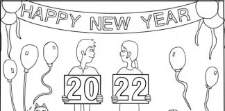 feuille à colorier réveillon du Nouvel An 2021 22