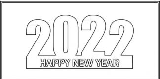 página para colorir feliz ano novo 2022