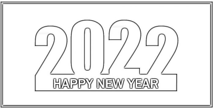 página para colorir feliz ano novo 2022
