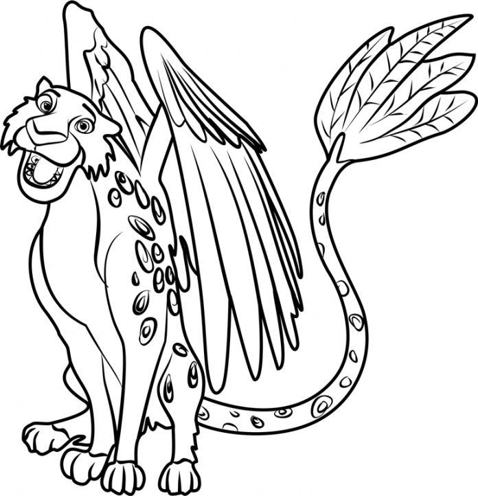 Coloring book happy tiger with wings
