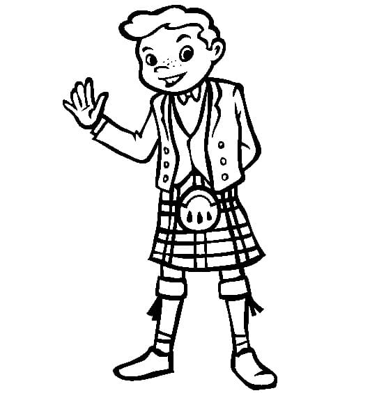 coloring page Scottish boy
