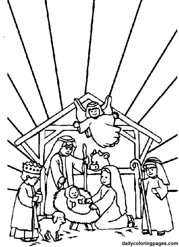 Színezőkönyv a karácsonyi betlehemes jelenetről