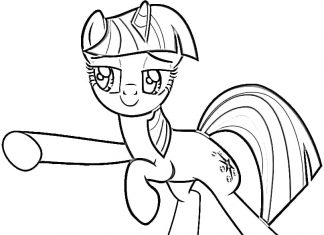 Twilight Sparkle dancing printable coloring book for kids