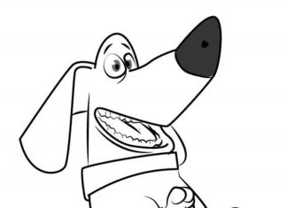malebog af en dansende hund fra en tegnefilm for børn