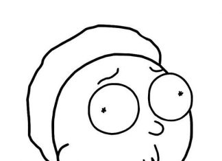 pagina da colorare con la faccia del ragazzo di Rick and Morty
