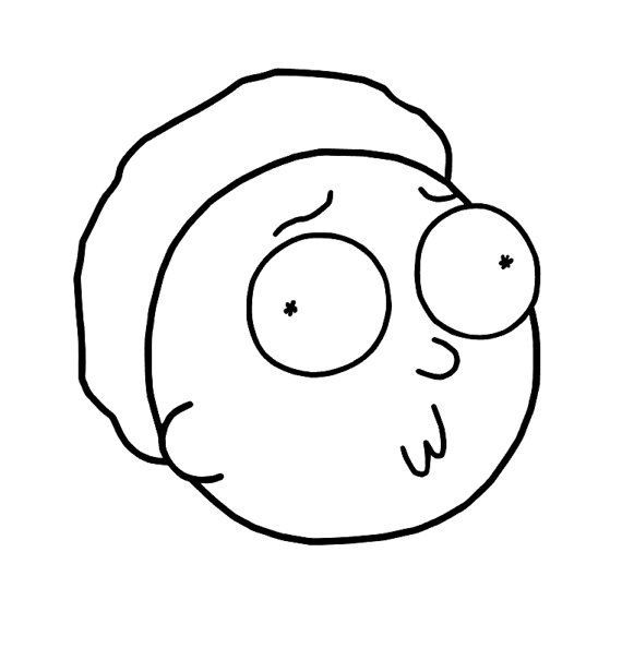 coloring page of the boy's face from Rick and Morty