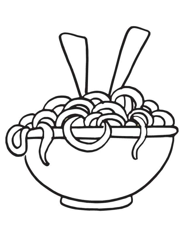 Printable coloring book cooked pasta for kids