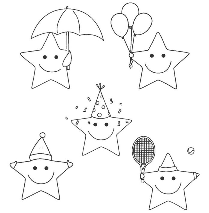 Libro da colorare delle stelle sorridenti per bambini