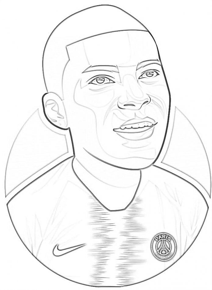 PSG coloring book smiling Mbappe