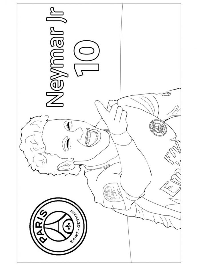 Printable coloring book of smiling Neymar