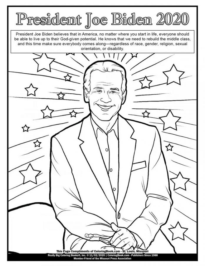 coloring page of smiling U.S. president