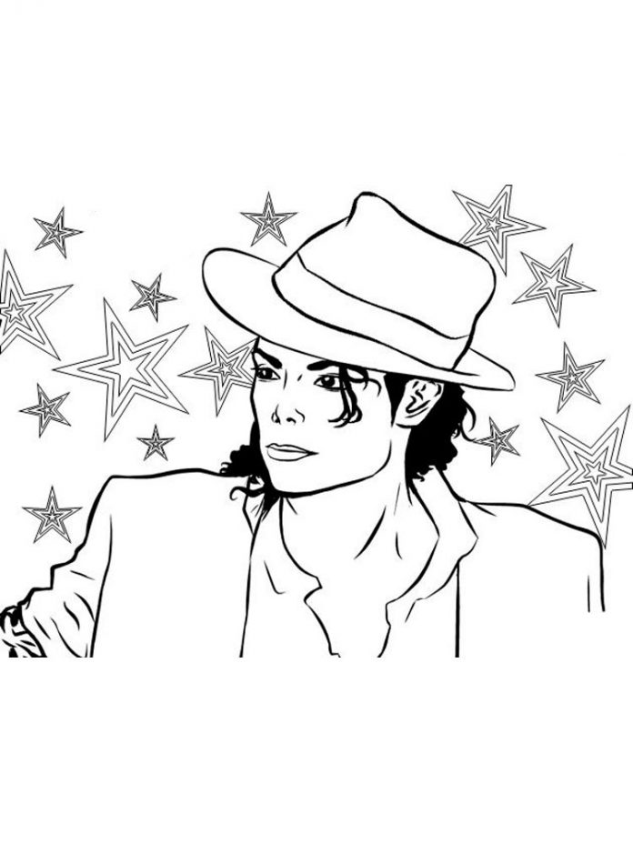 nyomtatható színező lap a tehetséges énekes Michael Jacksonról