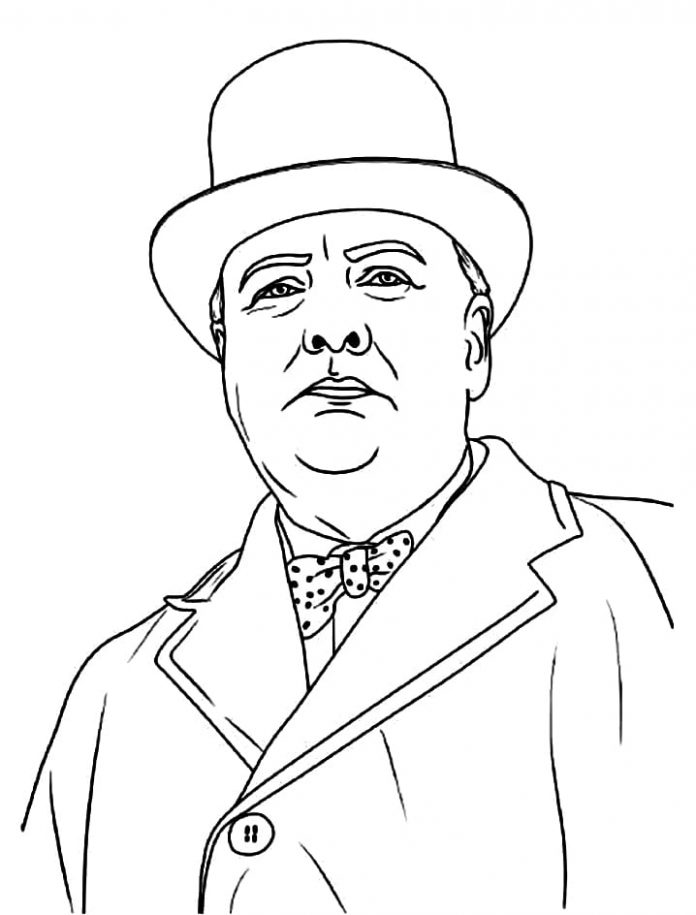 coloring page of the great speaker Churchill