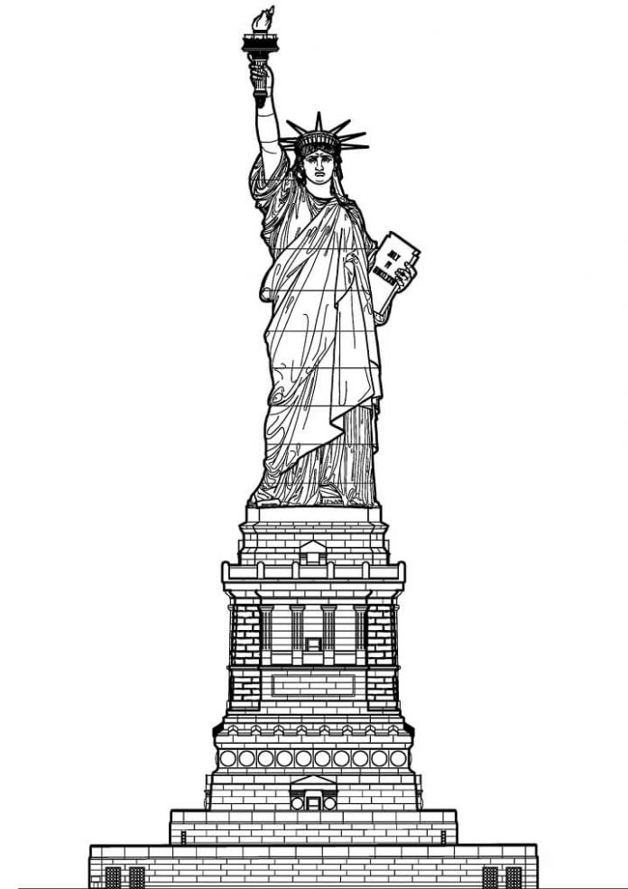 página para colorear del monumento a la gran antorcha de los Estados Unidos
