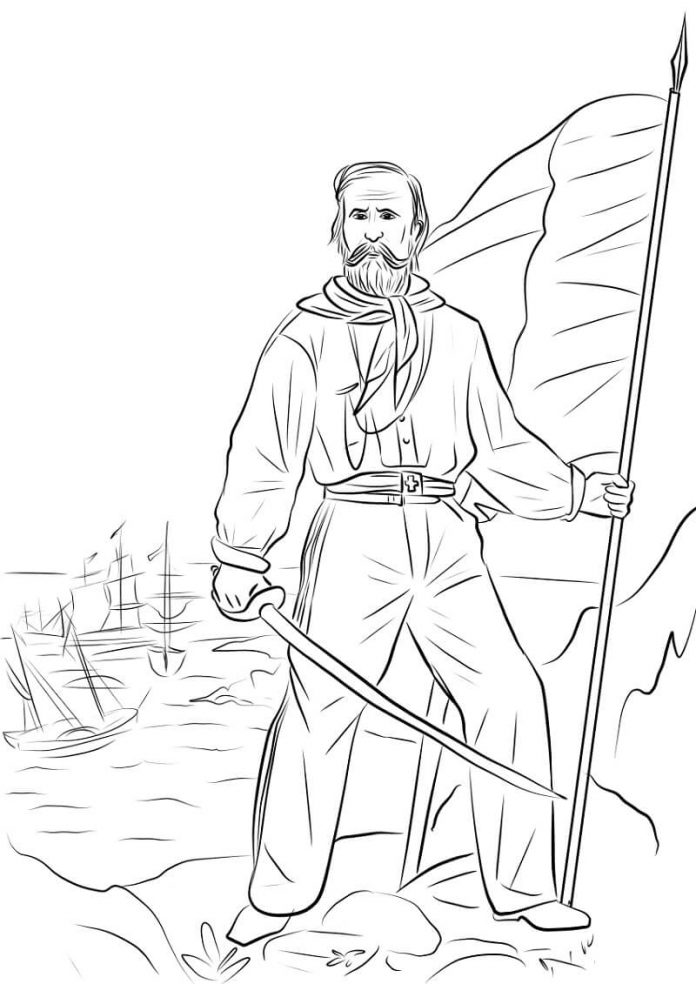 coloring page Italian revolutionary and soldier