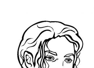 Coloring page of singer with long hair Michael Jackson