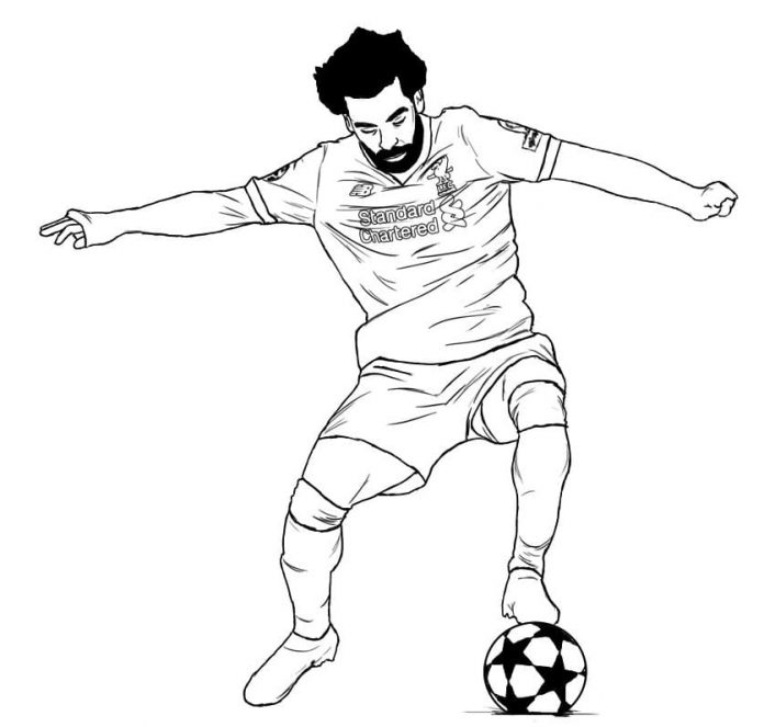 Salah - Liverpool csapatjátékos színező lapja