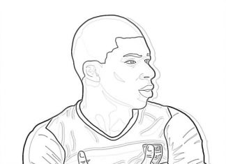 coloring book athletic man - professional footballer French league