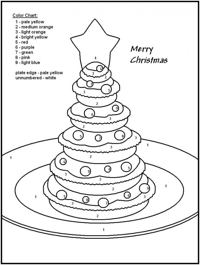 hoja para colorear con instrucciones Árbol de Navidad en un plato