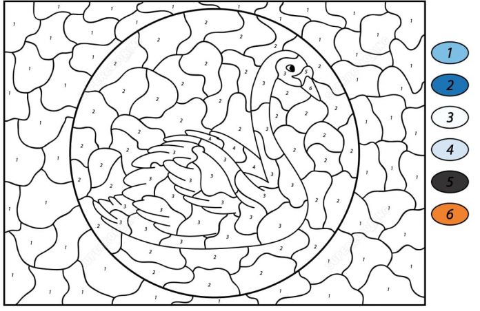 Coloring Book With Instructions swan printable and online