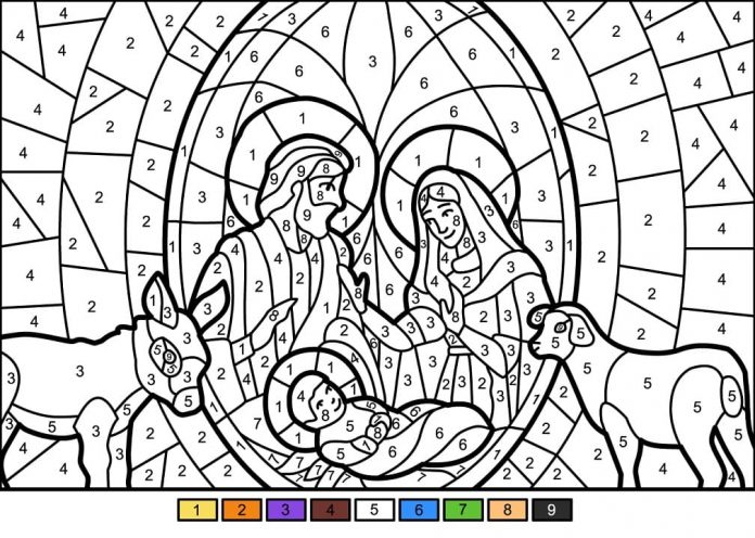 Christmas stable coloring book with instructions