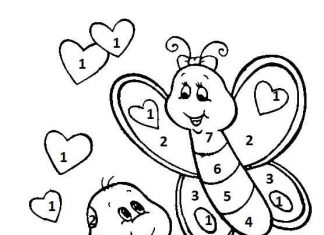 Coloring book with instructions insects in love