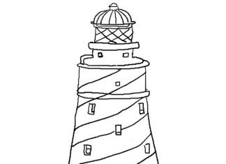 coloring page antique lighthouse printable for kids
