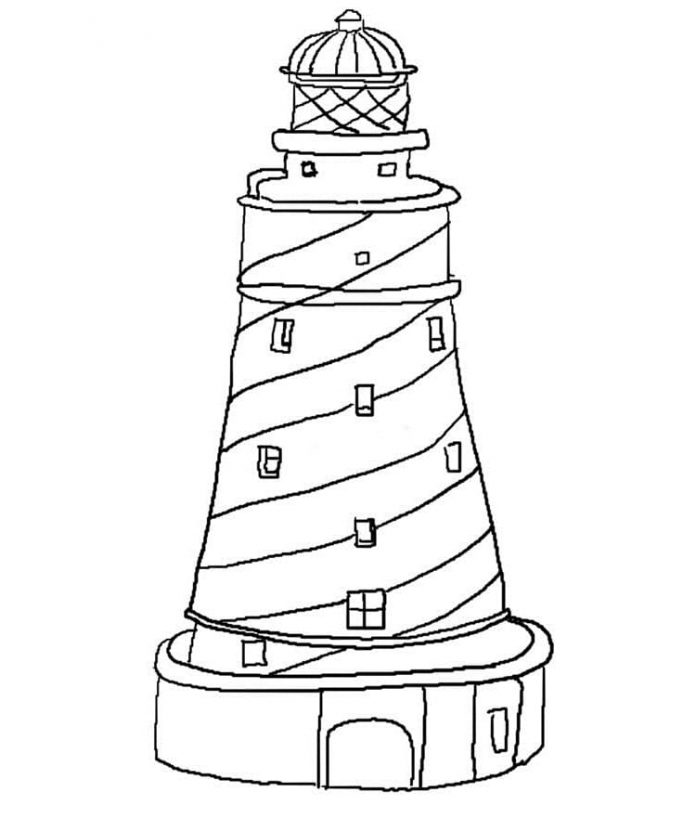 coloring page antique lighthouse printable for kids