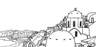 coloring page of historic buildings