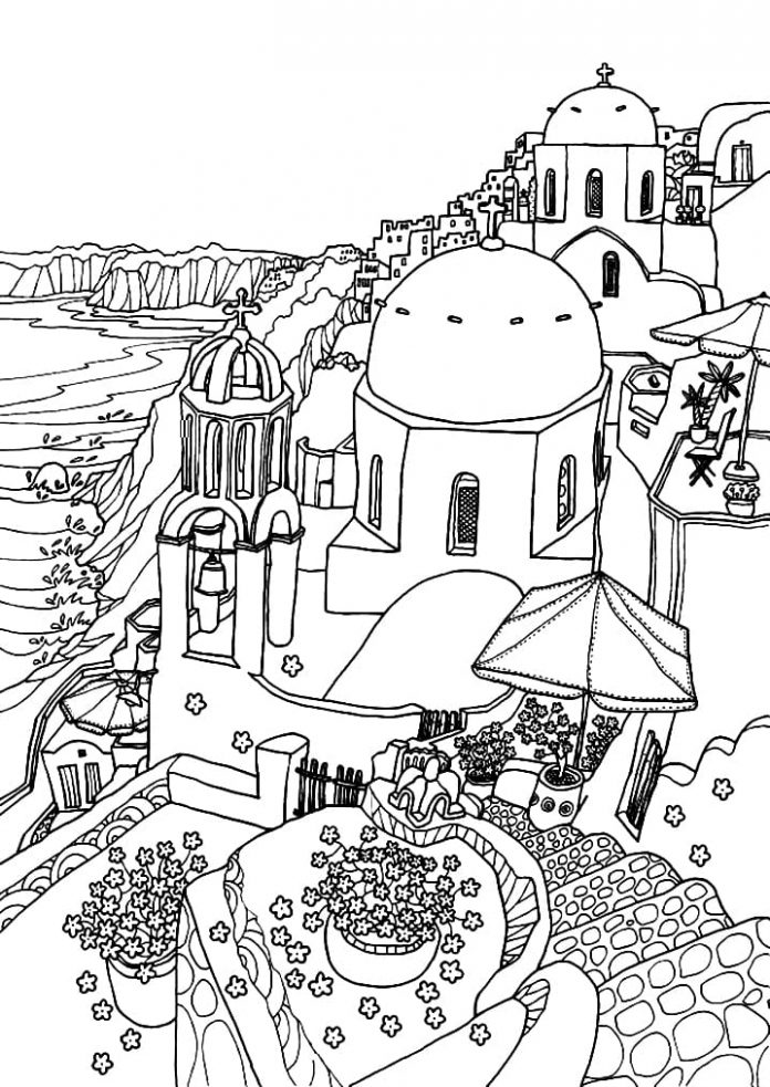coloring page of historic buildings