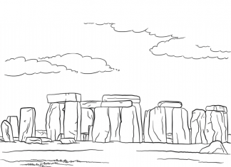 Druckfähiges Malbuch zu einer historischen Stätte in England - Stonehenge