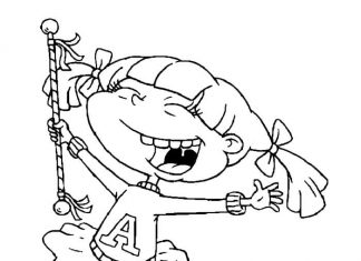 coloring page of happy girl on roller skates