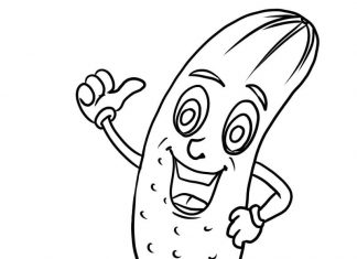 Children's coloring book happy cucumber character
