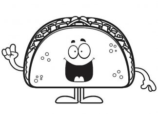 Printable coloring sheet of satisfied taco
