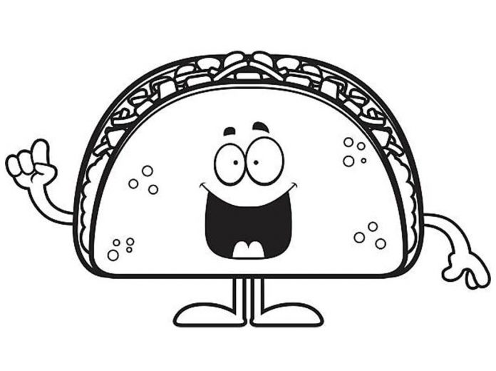 Printable coloring sheet of satisfied taco