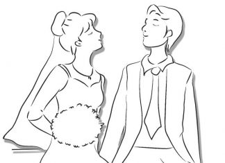 Printable coloring book of a couple in love