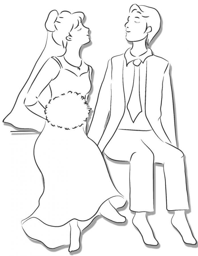 Printable coloring book of a couple in love