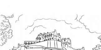 malebog af Edinburgh Castle til udskrivning